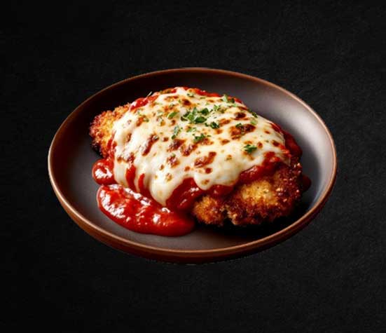 Chicken parmo with melted cheese